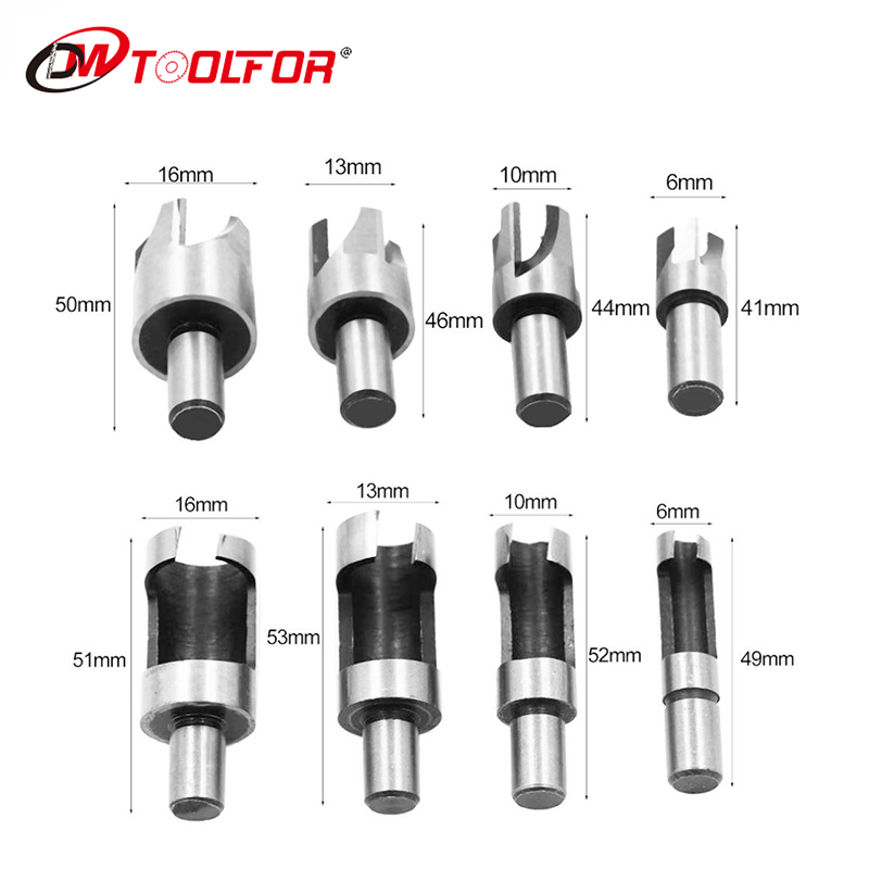 8 Pcs Round Tube Type Wood Plug Hole Cutter Drill Bit Sets