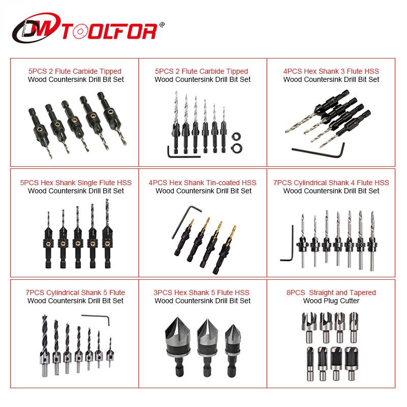 4PCS Polit เจาะ Quick Change Shank Wood Countersink Drill Bits for Wood Drilling Use Wood Drilling